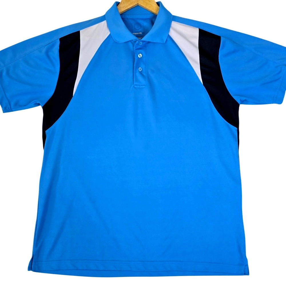 Pro Tour Mens Size XL Golf Polo Shirt Blue Colorblock Short Sleeve Performance